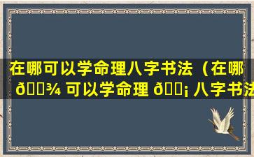 在哪可以学命理八字书法（在哪 🌾 可以学命理 🐡 八字书法作品）